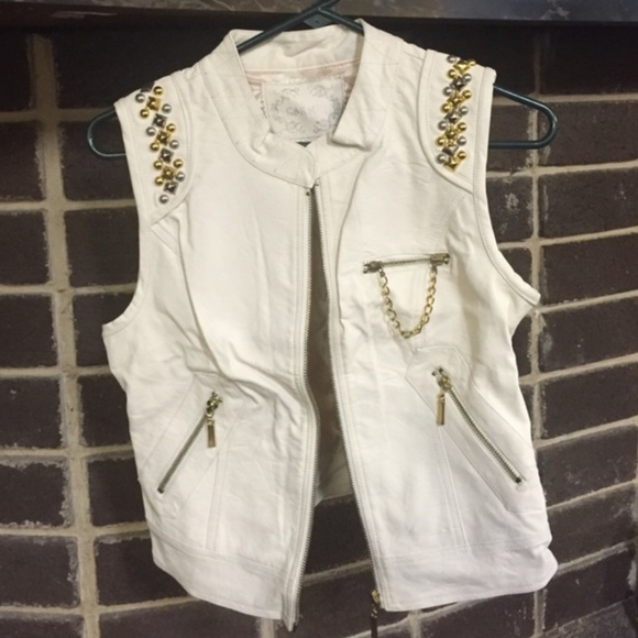 Jackets & Blazers - Gold Studded Faux Leather Rocker Vest